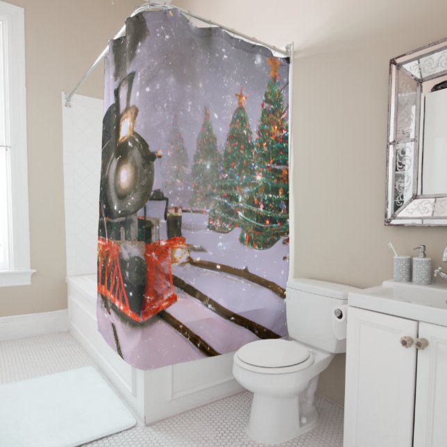 Cortina Para Box trem floresta árvore de Natal   (In Situ)