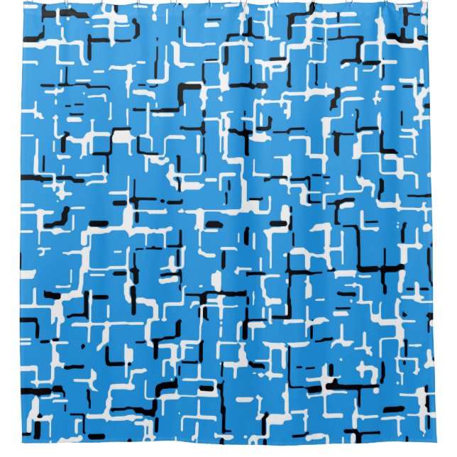 Cortina Para Box Trendência Azul/Branco/Preta Cheerful (Frente)