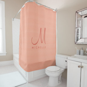 Cortina Para Box Trendy Modern Nome Inicial Monograma Modelo Peach