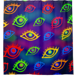 Cortina Para Box Trendy Neon Colorful Eyes Patterno