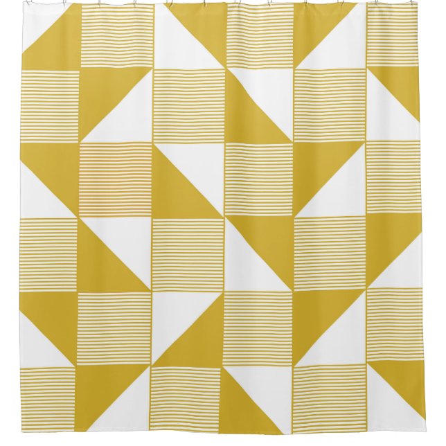Cortina Para Box Triângulos Amarelos: Padrão Linear Invisível. (Frente)
