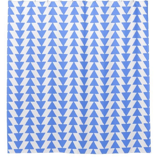 Cortina Para Box Triângulos Irregulares - Azul-bebê em branco (Frente)