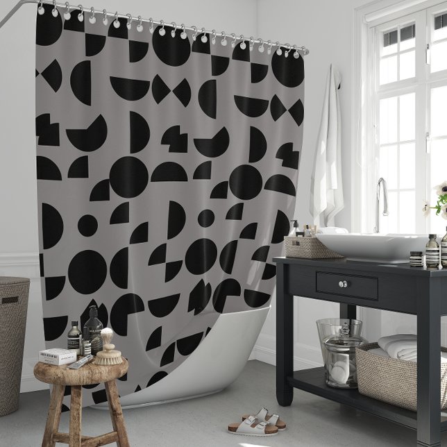 Cortina Para Box Tribal Geométrico Moderno da Cinza Negra (Black Grey Modern Elegant Geometric Tribal Shower Curtain)