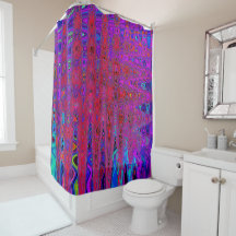 Trippy Red e Purple Abstrato Retro Atomic Waves