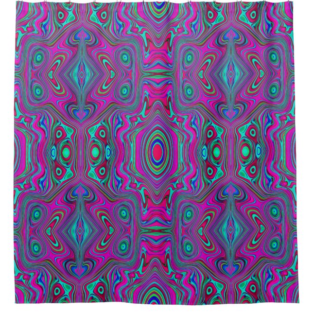 Cortina Para Box Trippy Retro Magenta, Abstrato azul e verde (Frente)