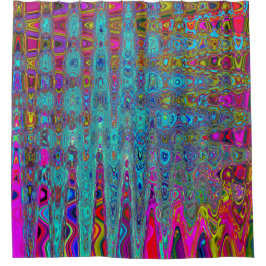 Cortina Para Box Trippy Sky Blue Abstrato Retro Atomic Waves