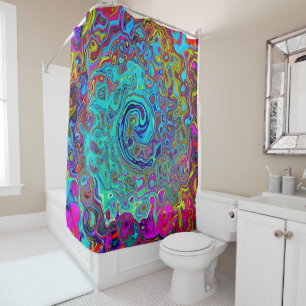 Cortina Para Box Trippy Sky Blue Abstrato Retro Liquid Swirl