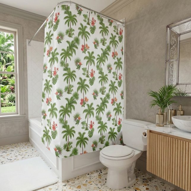 Cortina Para Box Tropical Shower Curtain with Palms  (Criador carregado)