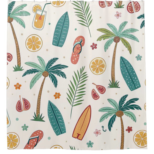 Cortina Para Box Tropical Summer Beach Pattern (1) (Frente)