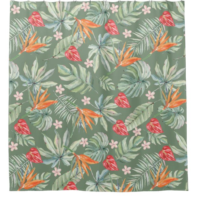 Cortina Para Box Tropics Flower and Foliage Fantasy Patterno (Frente)