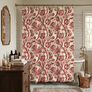 Cortina Para Box Tulipas Vermelhas e Creme Toile - Decor Nacional F