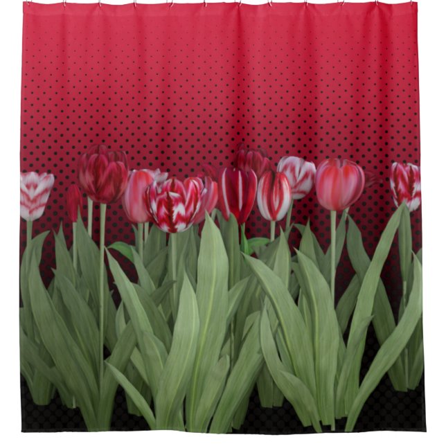 Cortina Para Box Tulipas Vermelhas no Gradiente (Frente)