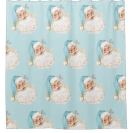 Cortina Para Box Turquesa de Natal Vintage Vintage Papai Noel Vitor