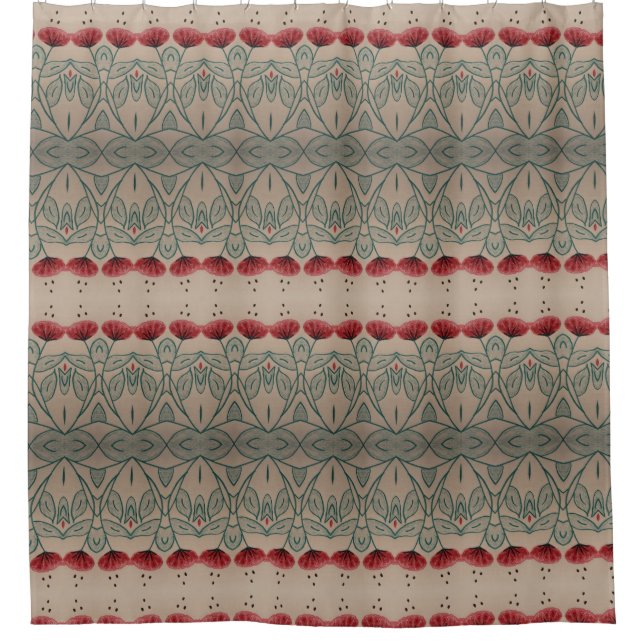 Cortina Para Box Turquesa E Vermelho De Barn (Frente)