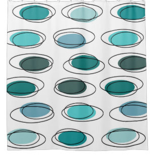 Cortina Para Box Turquesa moderna dos Scribbles dos Ovals do meio