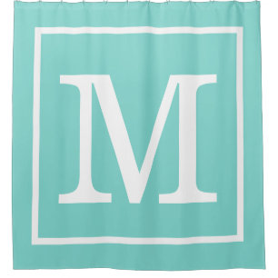 Cortina Para Box Turquoise Aqua White Moldada XL Monograma Inicial