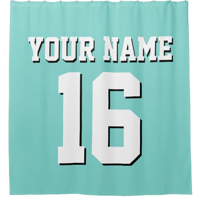 Cortina Para Box Turquoise Aqua White Sports Jersey Team (Frente)