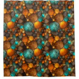 Cortina Para Box Turquoise Brown Abstract Fractal Pattern
