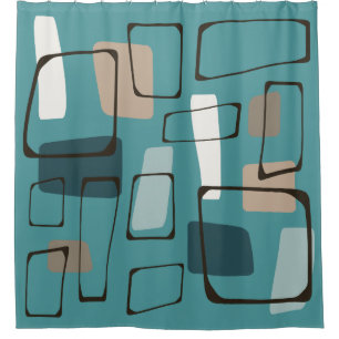 Cortina Para Box Turquoise Eames Style Art