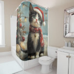 Cortina Para Box Tuxedo Cat Christmas Vintage Beach<br><div class="desc">Traga o calor dos feriados para a costa com esta charmosa design inspirada na vintagem, apresentando um Gato festivo sentado numa praia de sereno. Com um clássico toque de feriado de tons nostálgicos e vibrações costeiras, esta trabalho de arte captura a magia do Natal pelo mar. Perfeito para espalhar alegria...</div>