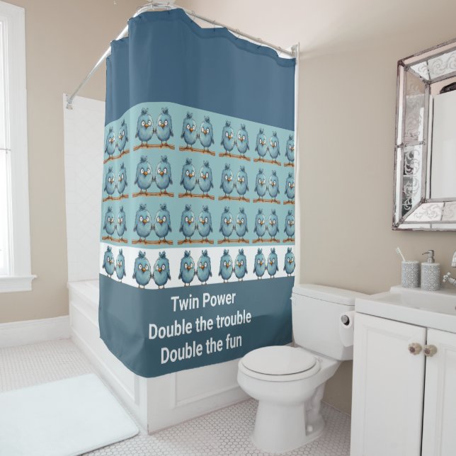 Cortina Para Box Twin Whimsical Birds Blue (In Situ)