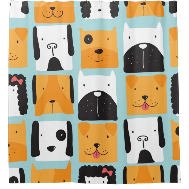 Cortina Para Box Um padrão perfeito com cães bonitos.  (Frente)