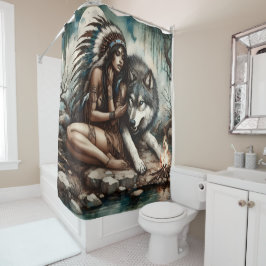 Cortina Para Box Um vínculo tranquilo entre índio e lobo