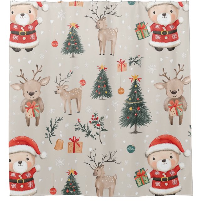 Cortina Para Box Urso de Natal padrão do Papai Noel (1) (Frente)