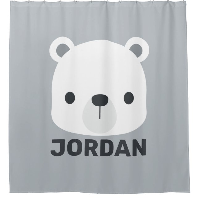 Cortina Para Box Urso Polar Bonito com Nome Personalizado (Frente)