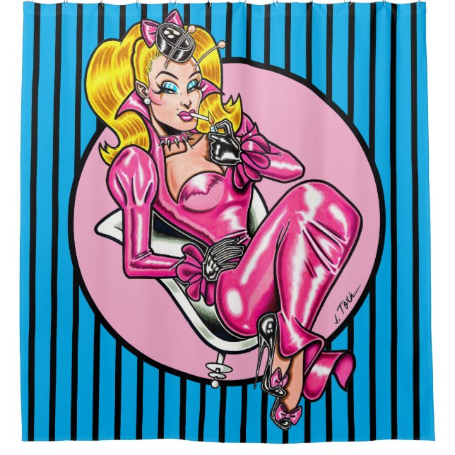 Cortina Para Box Vana DeVinyl™/Bonito em borracha rosa (Frente)