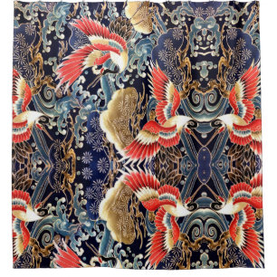 Cortina Para Box VARREDURAS, ONDAS AZUIS, FLORES Japoneses Floral
