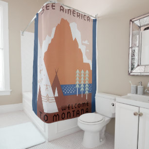 Cortina Para Box Veja a América Bem-vindo a Montana, Viagem Antiga