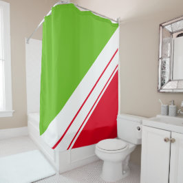 Cortina Para Box Verde limão Brilhante, Vermelho, Esportes Brancos