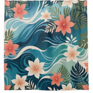 Cortina Para Box Verde-rosa azul brilhante Abstrato tropical modern