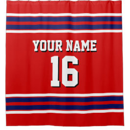 Cortina Para Box Vermelho com Marinho White Stripes Sports Jersey