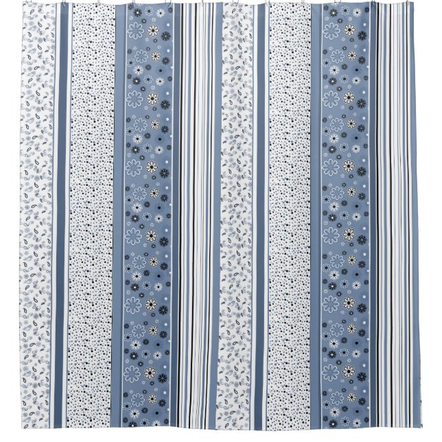 Cortina Para Box Vertro BOHO Stripe Azul (Frente)