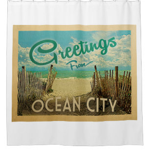 Cortina Para Box Viagens vintage de praia de Ocean City