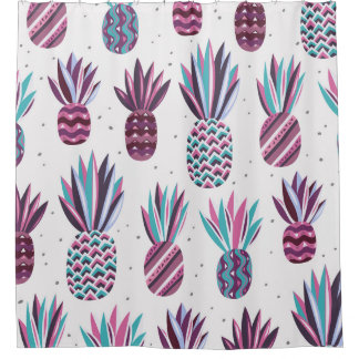 Cortina Para Box Víblias de Verão: Padrão de abacaxi, pontos colori