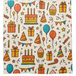 Cortina Para Box Vibrant Birthday Party Seamless Pattern