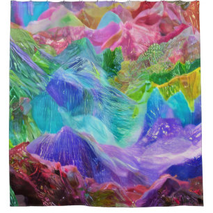 Cortina Para Box Vibrant Crystal Mountain Abstrato