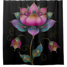 Vibrante Flor de Lótus de Mehndi Indiana Rosa Azul