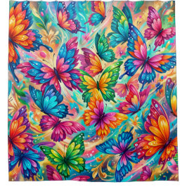 Cortina Para Box Vibrante Paisagem de Sonhos de Borboleta – Boho Tr