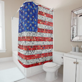 Cortina Para Box Vibrante Vidro-Americano Bandeira Manchada