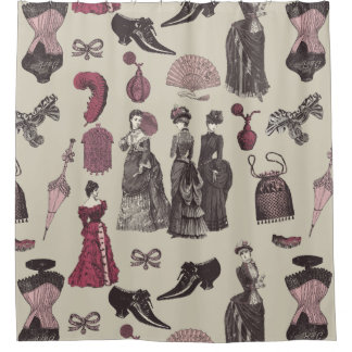 Cortina Para Box victorian era fashion women toile beige