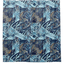 Cortina Para Box Vida do mar e padrão botânico do abstrato design