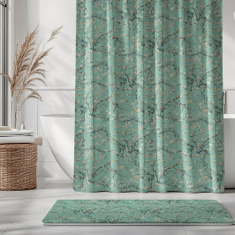 Cortina Para Box Vincent Van Gogh Flor de Amendoeira em Verde Menta