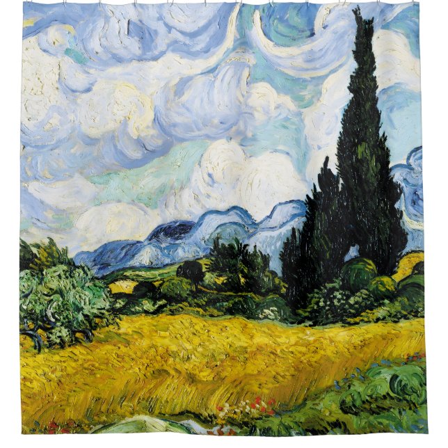 Cortina Para Box Vincent Van Gogh Wheat Field com Cyprestes (1889) (Frente)