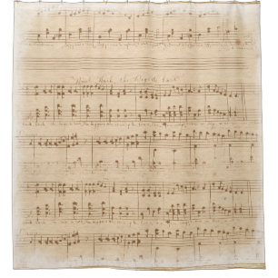 Cortina Para Box Vintage beige music notes