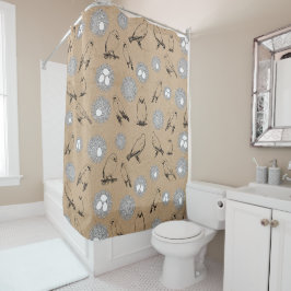 Cortina Para Box Vintage Birds & Nest Rustic Kraft Brown