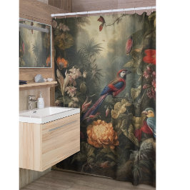 Cortina Para Box Vintage botânica bird flores no paraíso